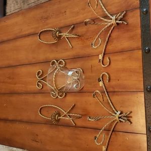 VINTAGE HOME INTERIORS GOLD TWISTED METAL WALL DECOR (SET OF 5 plus 3 gl…